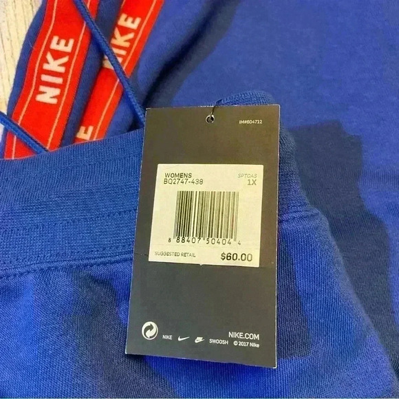 Nike Women's Plus Size Logo Side Stripe Joggers Sweatpants 1X Blue Pockets NWT - Picture 8 of 12
